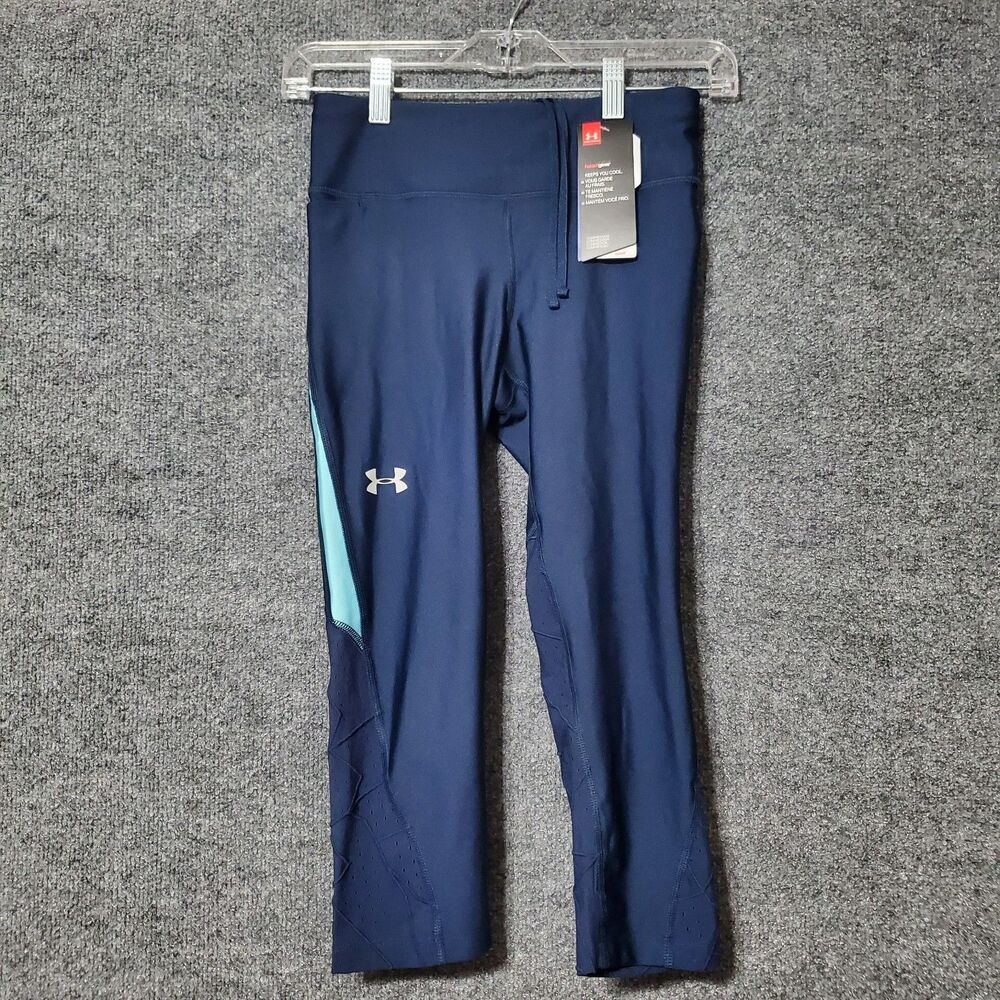 Under Armor Mileage Raised Leggings Womens Small Navy Heatgear Running Gym Jog